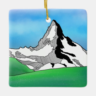 Ornement En Céramique Matterhorn Suisse Ligne art aquarelle