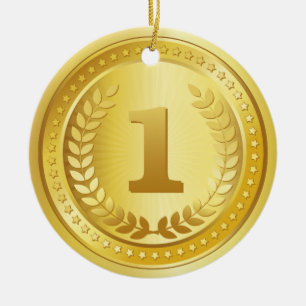 Ornement En Céramique Médaille d'or 1ère place bouton gagnant