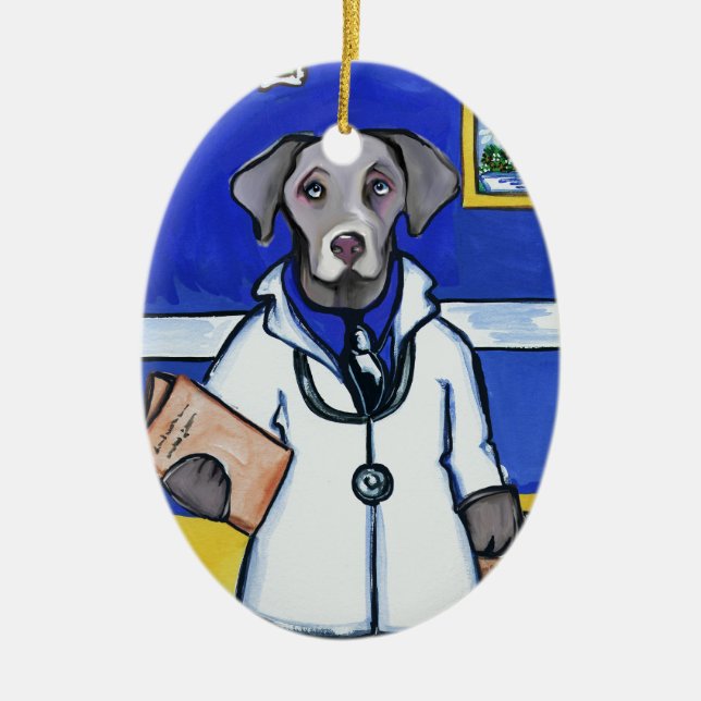 ORNEMENT EN CÉRAMIQUE MÉDECIN WEIMARANER (Devant)