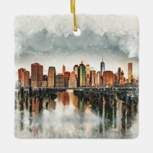 Ornement En Céramique Média mixte sur les skyline de Manhattan
