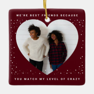 Ornement En Céramique Meilleur ami Cute Heart Fête de neige