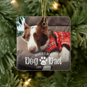 Ornement En Céramique MEILLEUR CHIEN DU MONDE DAD 2 Photos Empreinte de