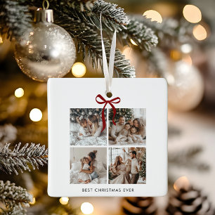 Ornement En Céramique Meilleur Collage photo de Noël Cadeau familial