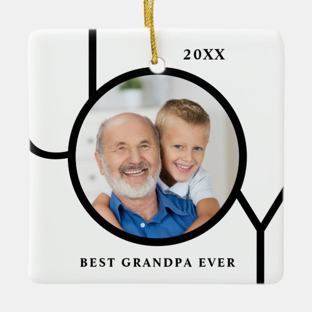 Ornement En Céramique Meilleur Grand-Père Jamais Photo Noël (Devant)