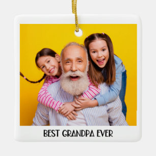 Ornement En Céramique Meilleur Grand-Père Photo Simple Grand-Père
