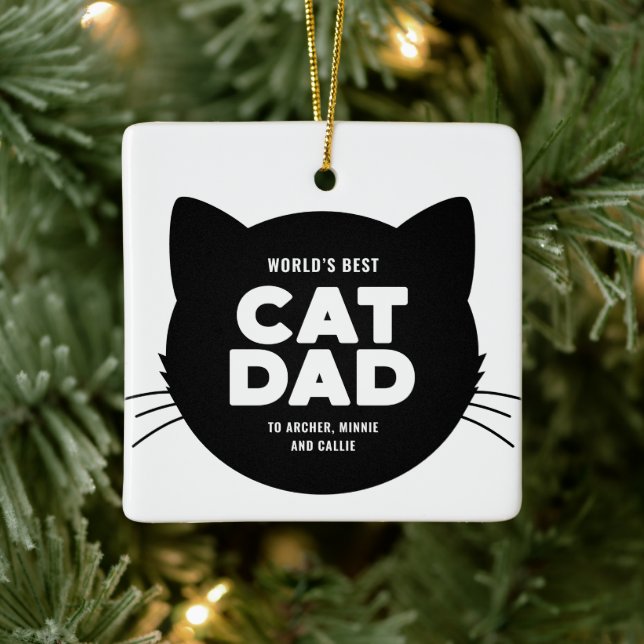 Ornement En Céramique Meilleur papa de chat au monde (Arbre)