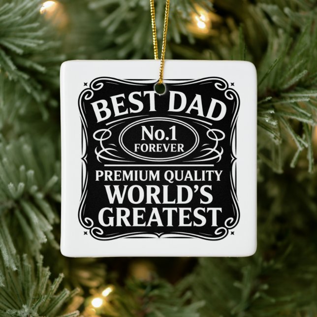 Ornement En Céramique Meilleur papa jamais (Arbre)