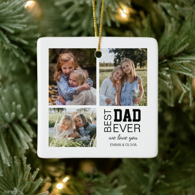 Ornement En Céramique Meilleur papa photos personnalisées (Arbre)
