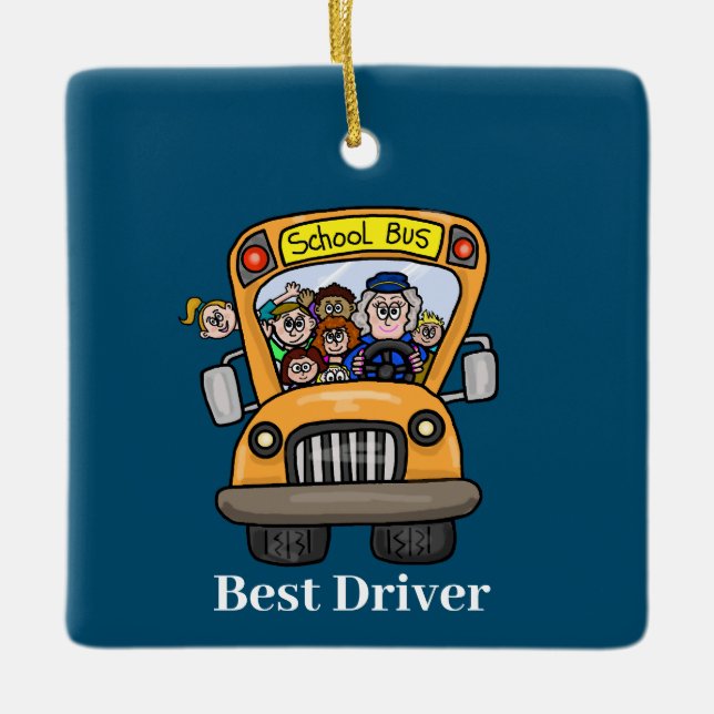 Ornement En Céramique Meilleure femme conducteur d'autobus scolaire (Devant)