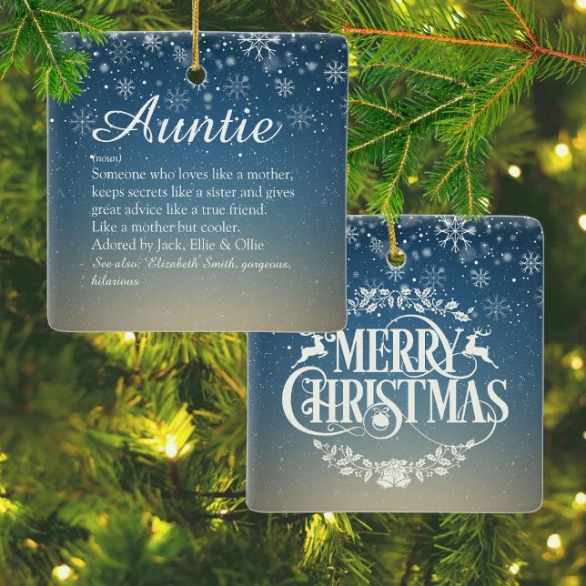 Ornement En Céramique Meilleure Tante, Tante Définition Flocon De Neige (Best Ever Aunt Auntie Definition Snowflakes Ceramic Ornament)