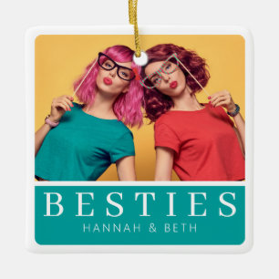 Ornement En Céramique Meilleures photos d'amis tendance double face