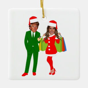 Ornement En Céramique melania père Noël trump