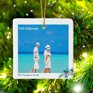 Ornement En Céramique Mele Kalikimaka Beach 2 Photo Noël tropical
