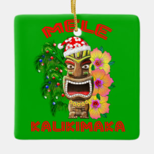 Ornement En Céramique Mele Kalikimaka Santa Claus Tiki
