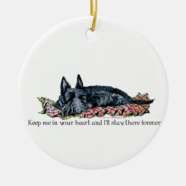 Ornement En Céramique Mémoire d'écossais Terrier (Devant)