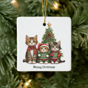 Ornement En Céramique Meowy Christmas Cats