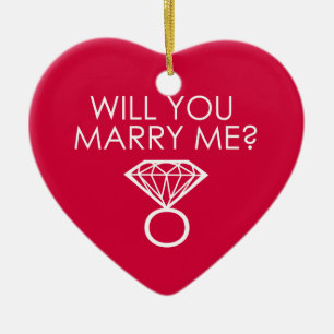 Ornement En Céramique M'épouserez-vous ? Bague à diamant de proposition