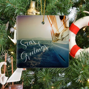 Ornement En Céramique Mer et salutations Noël nautique