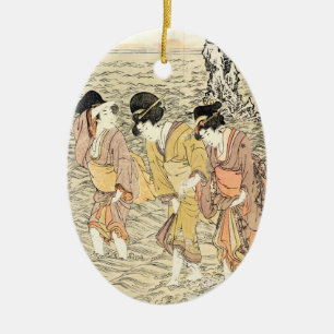 Ornement En Céramique Mer vintage japonaise fraîche de femme de