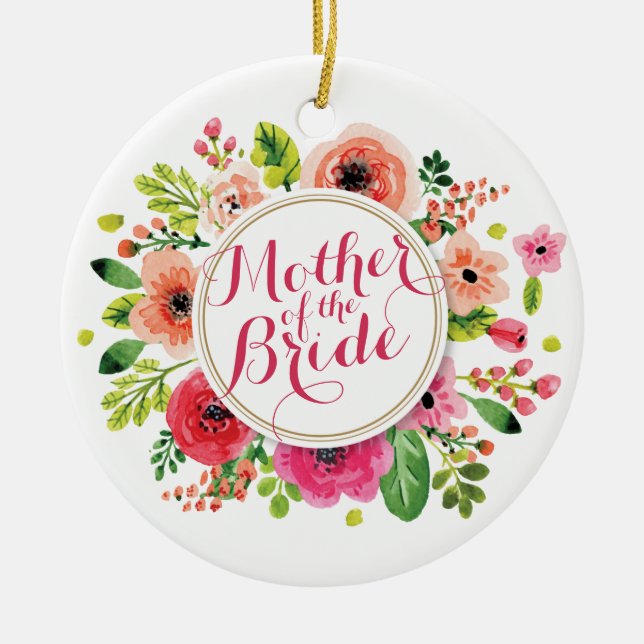 Ornement En Céramique Mère de l'aquarelle de jeune mariée épousant (Devant)