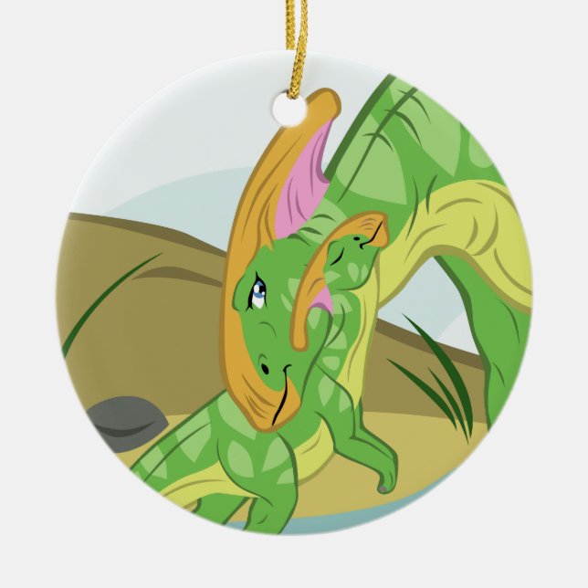 Ornement En Céramique Mère et bébé parasaurolophus (Devant)