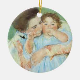 Ornement En Céramique Mère et enfant par Mary Cassatt, Art Vintage