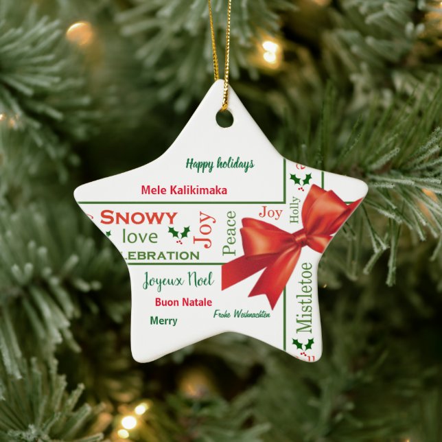 Ornement En Céramique Merry Christmas different languages (Arbre)