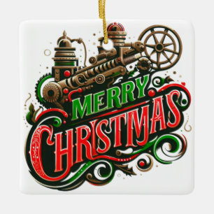 Ornement En Céramique Merry Christmas steampunk