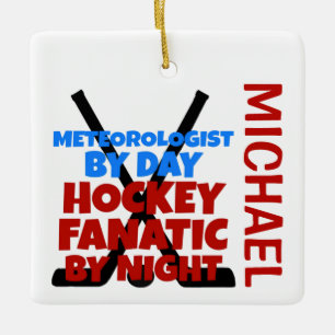 Ornement En Céramique Météorologue aime le hockey sur mesure