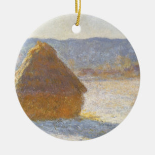 Ornement En Céramique Meule le matin, effet de neige de Claude Monet