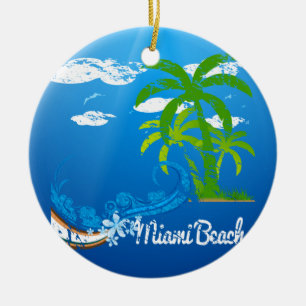 Ornement En Céramique Miami Beach Floride Souvenir