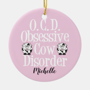 Ornement En Céramique Mignon Trouble Obsessionnel Vache rose