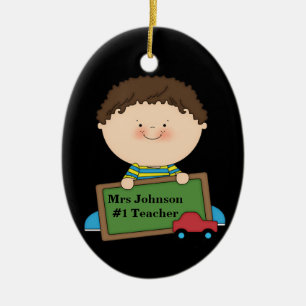 Ornement En Céramique Mignonne Cartoon Student Holding Chalkboard #1 Ens