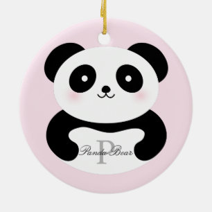 Ornement En Céramique Mignonne fille bébé Panda Ours Monogramme
