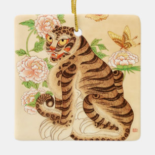 Ornement En Céramique Minhwa Vintage de tigre rayé coréen