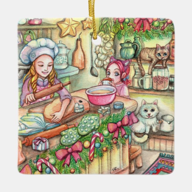 Ornement En Céramique Mini chef dans la cuisine (Devant)