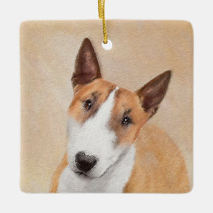 Ornement En Céramique Miniature Taureau Terrier Peinture - Joli Original