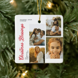 Ornement En Céramique Minimal Christmas Blessings Script Family 6 Photos