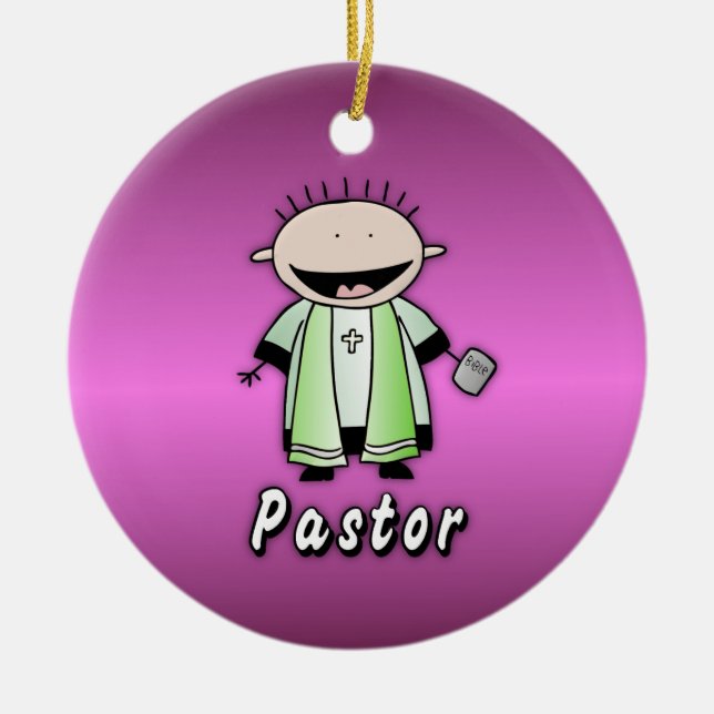 Ornement En Céramique Ministre religieux de pasteur de profession (Devant)