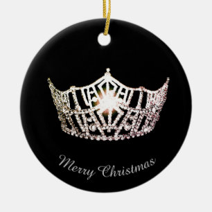 Ornement En Céramique Miss America Argent Couronne Round Orament