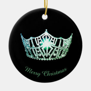 Ornement En Céramique Miss America Green Crown Round Orament