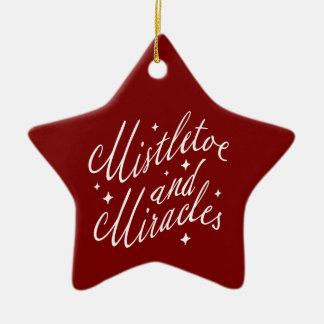 Ornement En Céramique Mistletoe & Miracles Modern Christmas Red Star