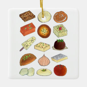 Ornement En Céramique Mithai Indian Sweets confiserie Desserts Inde
