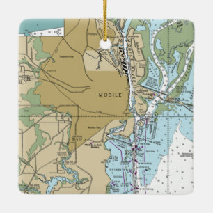 Ornement En Céramique Mobile Alabama Nautical Chart