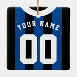 Ornement En Céramique Modèle de Jersey Sport à rayures noir et bleu