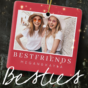 Ornement En Céramique Modern Chic Best Friends BFF Photo