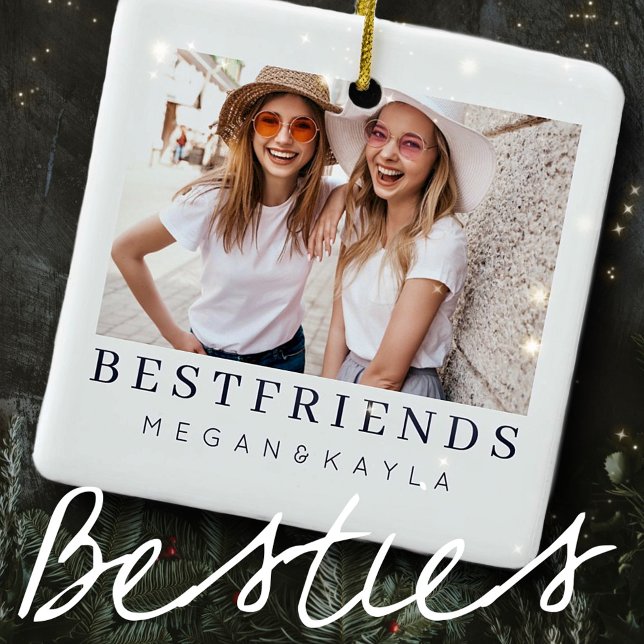 Ornement En Céramique Modern Chic Best Friends BFF Photo (Créateur téléchargé)
