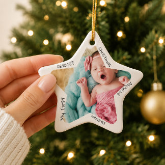 Ornement En Céramique Moderne Élégant Minimaliste Photo de Noël pour Béb
