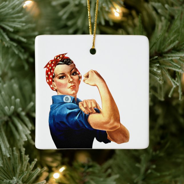Ornement En Céramique Moderne Rosie le Riveter (Arbre)