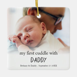Ornement En Céramique Mon premier câlin avec papa Photo Nouveau-né bébé
